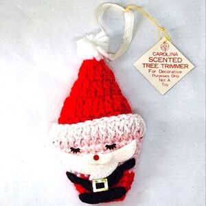 Vtg 1990s Carolina Scented Tree Trimmer Crochet Santa Face Tree Ornamet Taiwan
